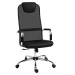 Vinsetto High-Back Office Chair Mesh Fabric Swivel Computer Desk Chair Home Study Rocker with Wheels, Electroplate Steel Frame, Black