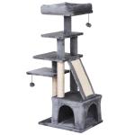 PawHut 110cm Mult-level Cat Tree Scratcher Kittiy Condo Activity Center with Perches,3 Jumping Platforms,Ladder, Hanging Toy