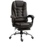 HOMCOM Reclining PU Leather Executive Home Office Chair With Footrest - Coffee