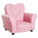 HOMCOM Sponge PVC Kids Mini Sofa Children Armchair Seating Chair Relax Playroom Seater Girl Princess Pink