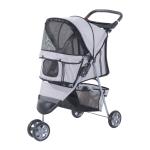 PawHut Pet Travel Stroller Cat Dog Pushchair Trolley Puppy Jogger Carrier Three Wheels (Grey)