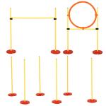 Pawhut Portable Pet Agility Training Obstacle Set for Dogs w/ Adjustable High Jumping Pole, Jumping Ring, Turnstile poles, Tunnel(c-3)