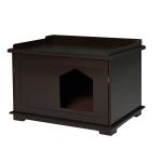 PawHut Cat Litter Box Cat House with Litter Scoop Two Door Design Cat furniture with Lifted Cover Large Space White(c-6)