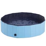 PawHut Foldable Dog Paddling Pool Pet Cat Swimming Pool Indoor/Outdoor Collapsible Summer Bathing Tub Shower Tub Puppy Washer (Φ120 × 30H cm, Blue)