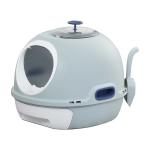 PawHut Cat Litter Box Toilet With Litter Scoop Enclosed Drawer Skylight Easy To Clean Blue