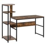 HOMCOM Computer Desk with 4 Storage Shelves Writing Study Desk with Bookshelf for Home Office Sturdy Student Workstation for Small Spaces with Steel Frame(c-2)