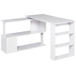 HOMCOM 360° Rotating Home Office Corner Desk and Storage Shelf Combo