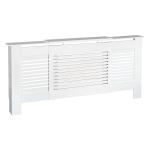 HOMCOM MDF Extendable Radiator Cover Cabinet Shelving Home Office Slatted Design White 140-204L x 21W x 83H cm