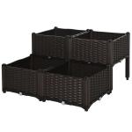 Outsunny Set of 4 Garden Raised Bed Elevated Patio Flower Plant Planter Box Vegetables Planting Container PP