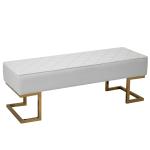 HOMCOM 120cm Long Ottoman Bench PU Leather Bed End Lounge Sofa with Gold Electroplated Legs for Bedroom Living Room Entryway White