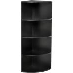 HOMCOM Corner Shelf 4 Tier Fan Bookshelf Plants Stand Wood Freestanding Unit White(c-2)