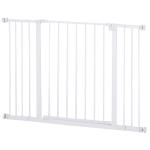 PawHut Dog Gate Pet Safety Gate Stair Barrier Auto Close Door Adjustable 72 - 107 cm, White