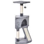 PawHut 3 Level Cat Tree Activity Centre Sisal Scratching Posts Perch Condo and Ladder Cat Furniture For Kitten - Grey