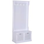 HOMCOM Wooden Entryway Hall Tree Storage Shoe Bench Hallway Clothes Bag Coat Rack 4 Hooks