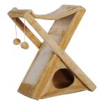 PawHut Two Tier Cat Tree Play Rest Activity Tower Plush Folding Relax Center w/ Scratching Post Hammock Pom Poms Yellow