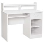 HOMCOM Computer Desk Glass Table Workstation Laptop pc desk mobile with wheels White(c-6)