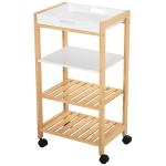 HOMCOM Rolling Microwave Cart Wooden 3-Tier Storage Shelf Industrial Style End Table for Kitchen, Living Room Accent Furniture(c-5)