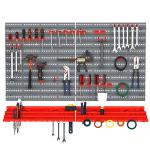 DURHAND 54 Pcs On-Wall Tool Equipment Holding Pegboard Home DIY Garage Organiser DIY w/ 50 Pegs 2 Shelves