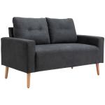 HOMCOM Fabric Upholstery Double Seat Sofa Compact Loveseat Couch Living Room Furniture 2 Seater with Tufted Back Cushions, Dark Grey