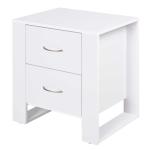 HOMCOM 2 Drawer Modern Boxy Bedside Table w/ Handles Elevated Base Melamine Coating Bedroom Storage Furniture Night Stand Organisation White