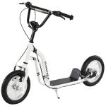 HOMCOM Teen Kids Stunt Scooter Children Kick Scooter Adjustable Handlebar 2 Brakes Ride On 12 Inch Rubber Tyres White For Age 5+