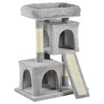 PawHut 83cm Cat Tree Plush Activity Center Sisal Scratching Post 2 House Cushion Perch Grey