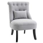 HOMCOM Single Sofa Home Living Room Fabric Solid Wood Leg Upholstered Dining Chair W/ Pillow-Grey
