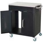 HOMCOM Black Metal Kitchen Island on Wheels, Rolling Trolley Catr with Stainless Top and Hooks