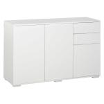 HOMCOM High Gloss Sideboard, Side Cabinet, Push-Open Design with 2 Drawer for Living Room, Bedroom, Light Grey and White(c-1)