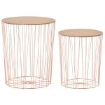 HOMCOM Modern Style 2 Pack Bedside Table W/ Storage Sofa End Side Night Stand Bedroom Living Room - Rose Gold Color Base