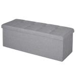 HOMCOM 110cm Folding Fabric Ottoman Bench, Storage Chest Footrest Padded Seat for Living Room, Grey
