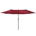 Outsunny 4.6m Garden Parasol Double-Sided Sun Umbrella Patio Market Shelter Canopy Shade Outdoor Wine Red - NO BASE