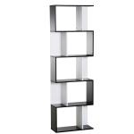 HOMCOM 5-tier Bookcase Storage Display Shelving S Shape design Unit Divider Black