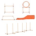 Pawhut Portable Pet Agility Training Obstacle Set for Dogs w/ Adjustable High Jumping Pole, Jumping Ring, Turnstile poles, Tunnel(c-2)