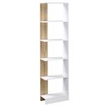 HOMCOM 5-Tier Multi-Use Shelf Freestanding Rack Organizer Display Bookcase Home Storage Utility Stand Multifunctional Holder Oak Color & White