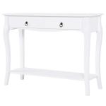 HOMCOM Wooden Console Table with 2 Drawers and 1 Storage Shelf for Living Room Entryway, White(c-3)