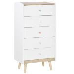 HOMCOM Kids Chest of Drawers Wardrobe Storage Tower Organizer Closet with Solid Wood Handles Anti-toppling Device for Bedroom 90 x 40 x 75.2cm White(c-1)