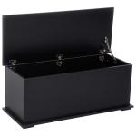 HOMCOM Wooden Storage Box Clothes Toy Chest Bench Seat Ottoman Bedding Blanket Trunk Container with Lid - Black