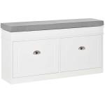 HOMCOM Shoe Rack Bench for Entryway Storage Organizer with Cushion 2 Drawers Adjustable Shelf Hold Up to 264lbs Modern Cabinet for Hallway Bedroom Living Room White