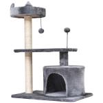 PawHut Mult-level Cat Tree Scratch Post Scratcher Climbing Tower Kitty Activity Center Condo Perch Jumping Platforms Grey 61L x 41W x 81H cm