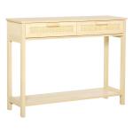 HOMCOM Wooden Console Table with 2 Drawers and 1 Storage Shelf for Living Room Entryway, White(c-4)