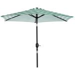Outsunny Φ2.3m Patio Sun Umbrella Outdoor Market Table Parasol w/ Adjustable Angle 6 Ribs for Garden Backyard Pool Green Stripe