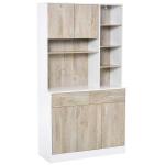 HOMCOM Modern Kitchen Sideboard Storage Cabinet Cupboard with 2 Glass Doors Adjustable Shelf for Dinning Room,Living Room, White(c-3)