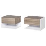 HOMCOM Floating Nightstand Set of 2 Wall Mounted Bedside Table with Storage Drawer Open Shelf for Bedroom