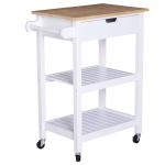 HOMCOM Wooden Rolling Kitchen Trolley Island Storage Cart Trolley Shelves with Drawers
