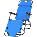 Outsunny 2 in 1 Sun Lounger Folding Reclining Chair Garden Outdoor Camping Adjustable Back with Pillow (Black)(c-1)