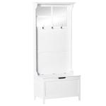 HOMCOM Coat Rack Shoe Bench with Storage 4 In 1 Hall Tree for Entryway Hallway Organizer with Cabinet 3 Hooks Mirrors White