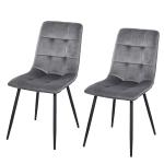 HOMCOM Set Of 2 Armless Flannelette Dining Chairs Home Seat w/ Metal Frame Padding Foot Pads Comfort Support Stylish Office Grey