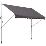 Outsunny Balcony 3 x 1.5m Manual Adjustable Awning DIY Patio Clamp Awning Canopy Retractable Shade Shelter - Grey(c-1)