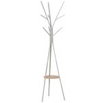 HOMCOM 180cm Free Standing Metal Coat Rack Stand 9 Hooks Clothes Tree with 1 Shelf Hat Display Hall Tree Hanger Bag Umbrella Hanging Organiser for Hallway Bedroom Waiting Room Living Room (Black)(c-1)